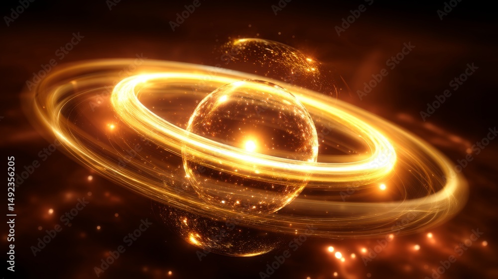 Poster endless quantum loop - particles & light waves in cyclical motion with shifting colors