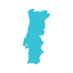 Blue Map of Portugal Nation