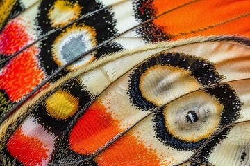 Macro Photograph of a Colorful Moth Wing Under Magnification with Iridescent Patterns and Textures Varient 4