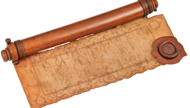 Antique scroll with wooden casing