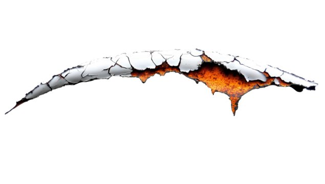 Cracked white arc, orange-red interior