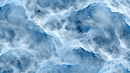 Fototapeta premium Seamless frost crystal texture, intricate ice patterns on dark blue background, realistic macro photography style, glistening details, winter theme, tileable natural design