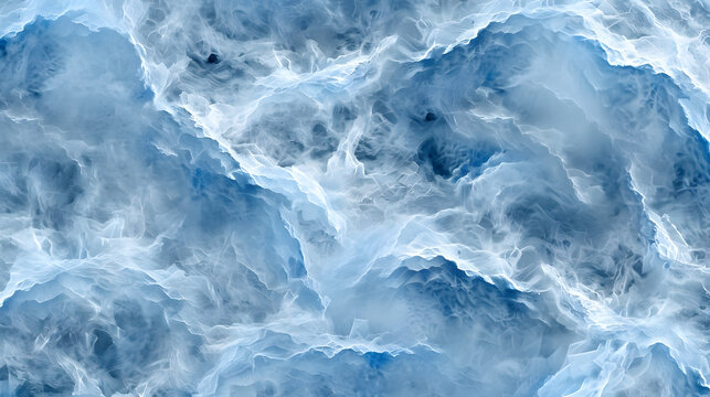 Seamless frost crystal texture, intricate ice patterns on dark blue background, realistic macro photography style, glistening details, winter theme, tileable natural design