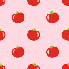 Red tomato vector seamless pattern.
