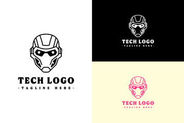 robot face with eyes and shapes vector illustration, minimalist, logo for artificial intelligence, automation, information technology, internet of things, machine learning, tech, and more