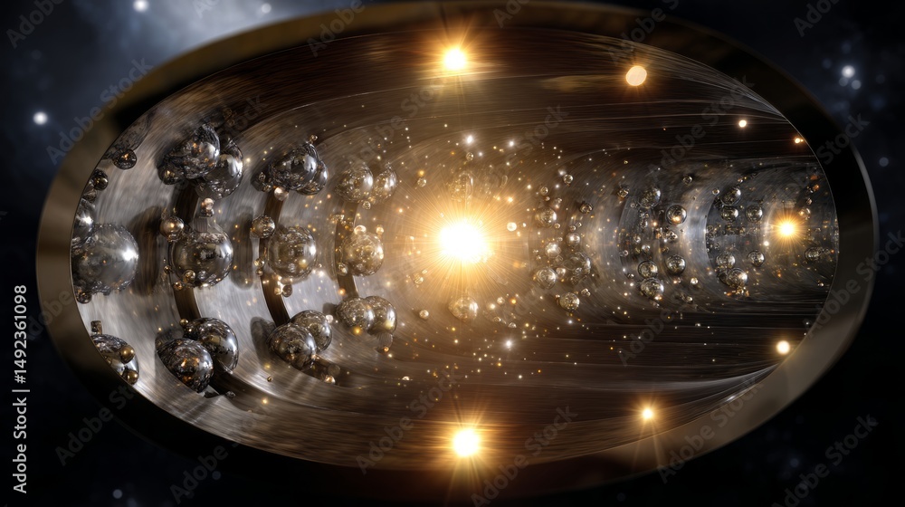 Poster endless quantum loop - particles & light waves in cyclical motion with shifting colors
