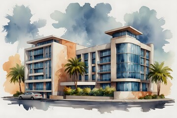 Contemporary boutique in watercolor style
