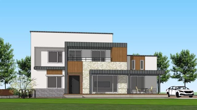 3d architectural rendering of a modern single house in Pocheon