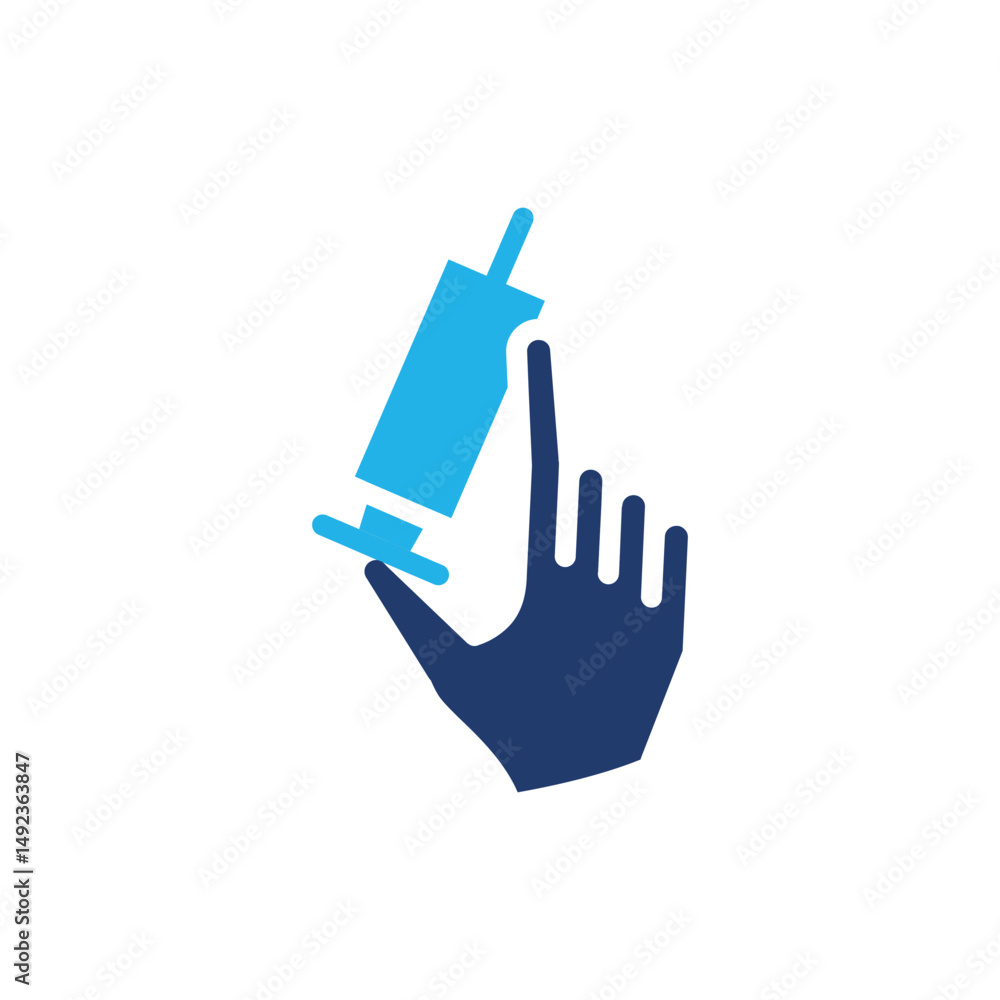 Aufkleber vaccination and hand colored icon vector design good for web or mobile app