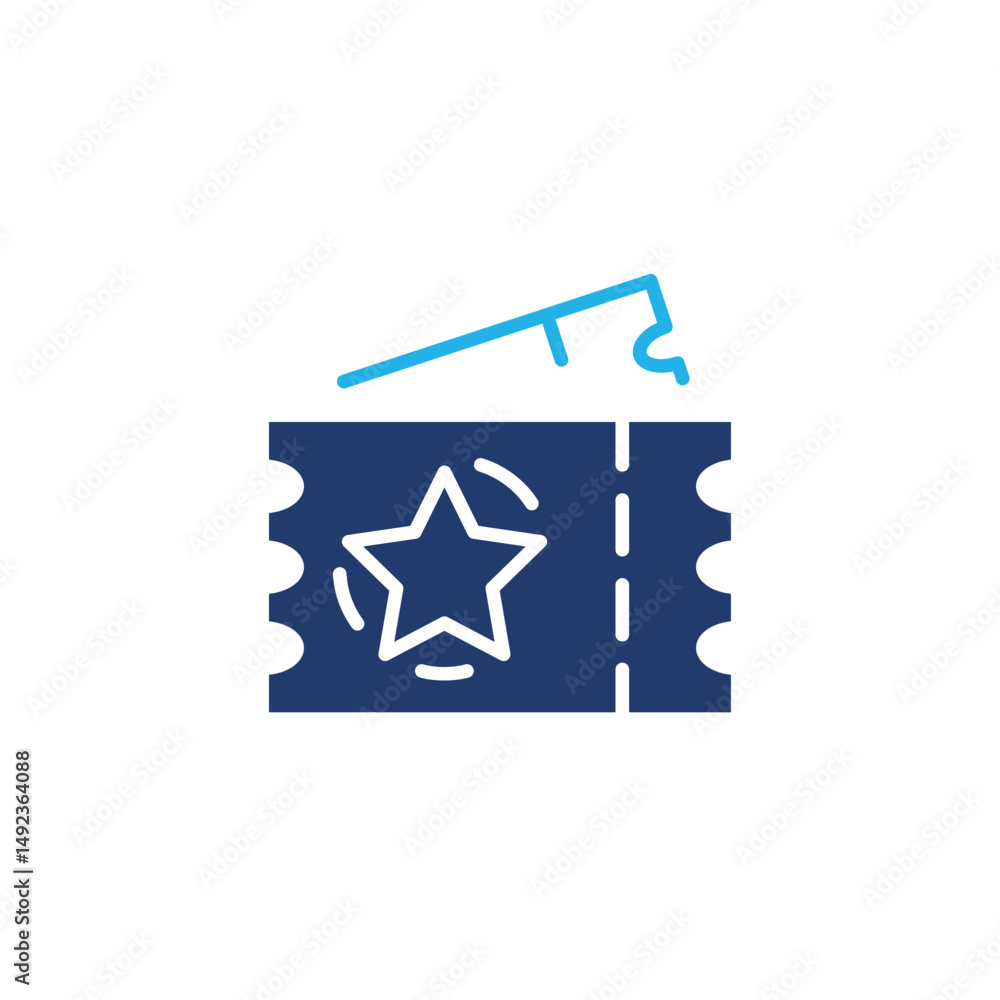 Poster raffle ticket colored icon vector design good for web or mobile app