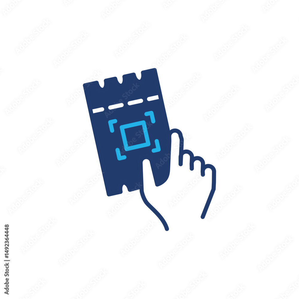 Poster hand hold ticket colored icon vector design good for web or mobile app