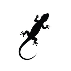 Black lizard silhouette isolated on white background. Lizard icon vector illustration design.