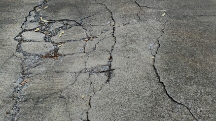 Cracked Concrete Surface Showing Fissures and Texture in Urban Environment