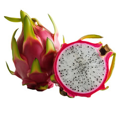 Fresh dragon fruit with white isolated