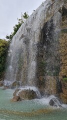Waterfall in Oceanographic Museum of Monaco Overlooking the Mediterranean Sea
