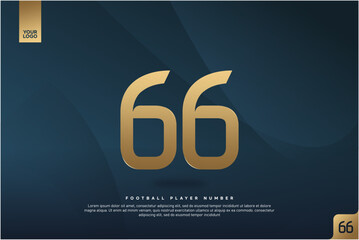Fototapeta premium Modern Gold Number 66 on Dark Blue Background for Football Jersey Design