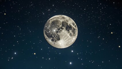 Obraz premium A serene night sky with moon and twinkling stars