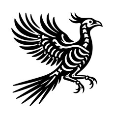 Obraz premium pheasant skeleton icon logo black color white background vector