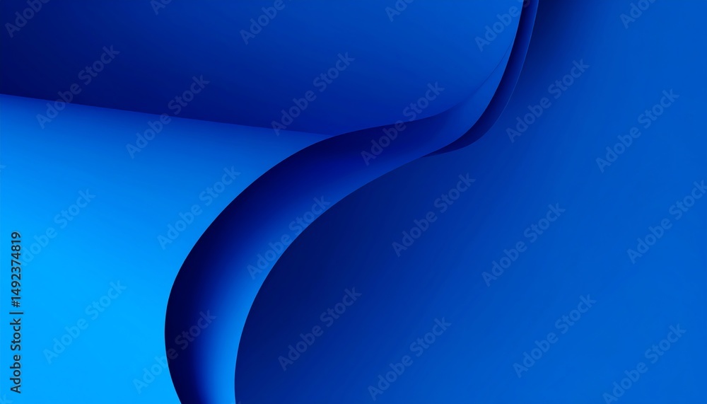 Poster a smooth, flowing abstract design featuring varying shades of blue, creating a serene and calming vi