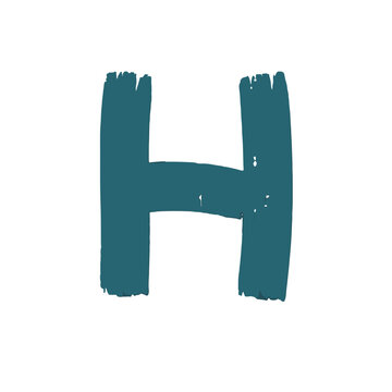 Bold Grunge Letter H with Expressive Brush Strokes and Vintage Texture Style