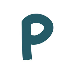 Bold Artistic Letter P in Hand Painted Brush Style for Typography Art