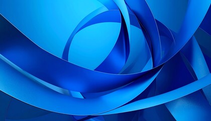 Vibrant blue abstract ribbons intertwine, creating a dynamic and fluid visual effect, perfect for modern design themes