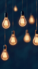 Obraz premium Cozy Warm Light Bulbs in a Dark Room Creating Intimacy