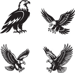 Obraz premium Majestic Eagle Illustration, Vector Designs Tattoo, Logo And T-Shirt Design.