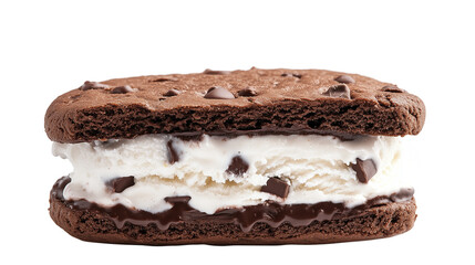 Ice Cream Sandwich with Chocolate Cookies and Vanilla Ice Cream Filling

