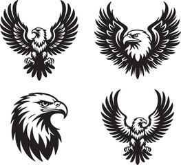 Fototapeta premium Bold Tribal Eagle Tattoo Designs – Vector Art Illustrations of Soaring and Fierce Eagles