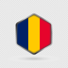 Fototapeta premium Chad flag icon in hexagon shape.
