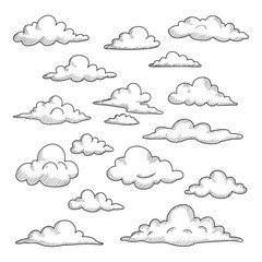 Simple Hand Drawn Vector Illustration of Clouds