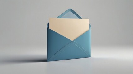 Blue Envelope with Beige Card Partially Inside