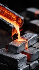 Cinematic close-up of molten aluminum in a dramatic setting.