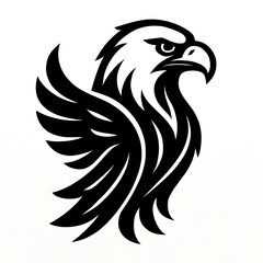 Obraz premium Stylized Tribal Eagle Illustration in Black on White