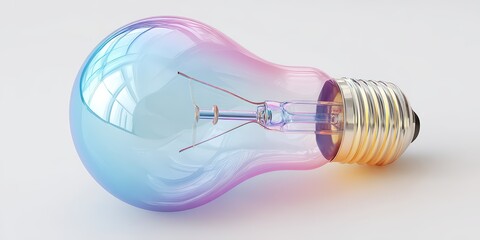 Glass Light Bulb with Iridescent Glow on White is a professional-grade stock image suitable for editorial use, social storytelling, cultural representation, and marketing visuals.