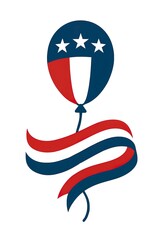 Patriotic Balloon with Red White Blue Ribbon