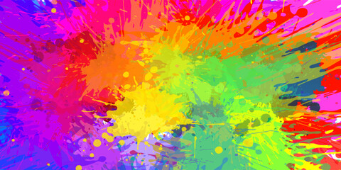Fototapeta premium Abstract colorful paint splash on the canvas. Basic RGB