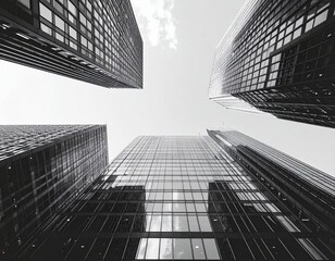 Architectural view of modern skyscrapers against sky