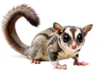 sugar glider with long tail isolated on white background, PNG