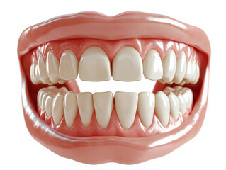Healthy human teeth and gums close up with natural white teeth and pink gums