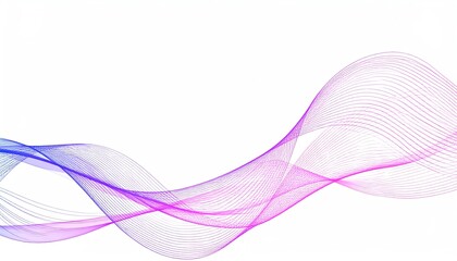 A flowing abstract design featuring smooth purple and pink wave patterns on a white background