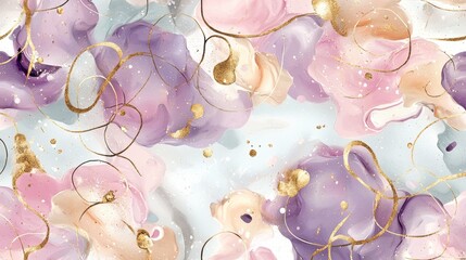 Abstract Art: A Flowing Pattern of Pink, Purple, Gold, and White