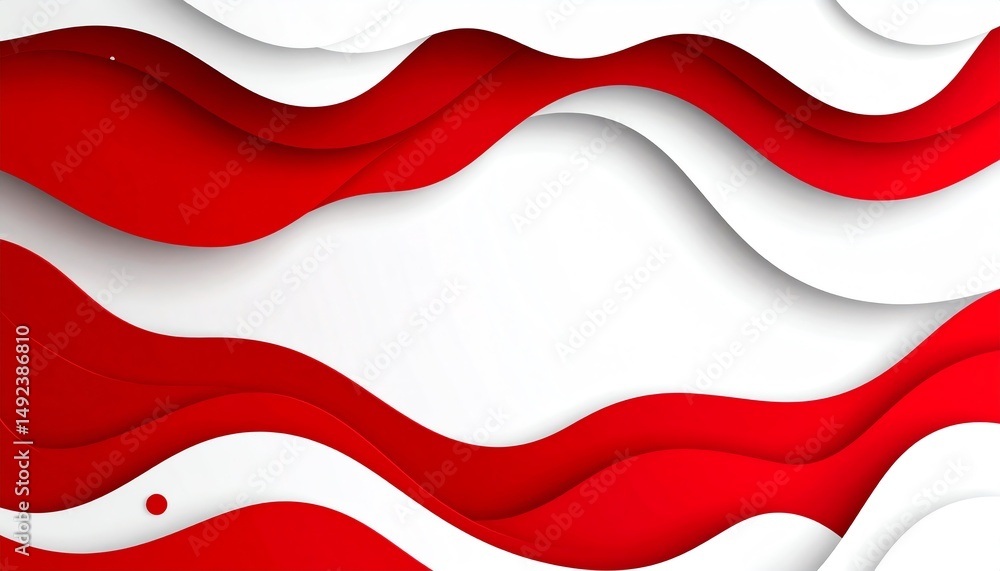 Aufkleber abstract red and white wavy layers create a modern, dynamic design, offering a visually striking bac