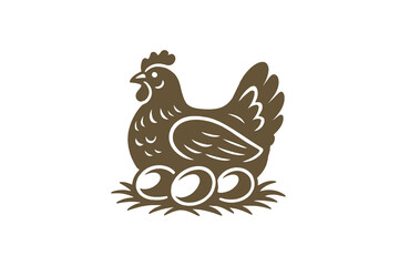 hen and eggs logo sketch vector illustration, logo, icon, emblem