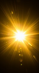 Fototapeta premium Bright Yellow Light Flare on Black Background