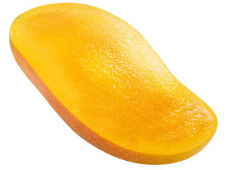 Ripe yellow mango, Mahachanok variety, a tropical fruit with a sweet taste and a sweet smellon isolate on white background with clipping path PNG File.