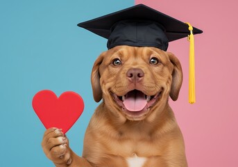 卒業証書と愛犬