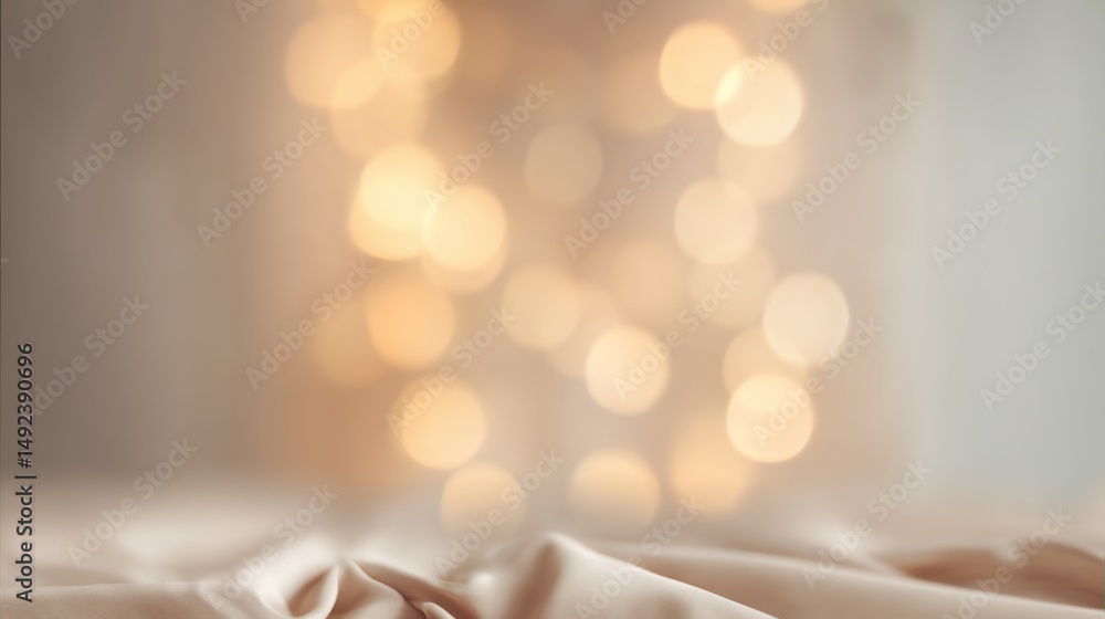 Poster warm bokeh lights softly blurred on fabric creating dreamy effect