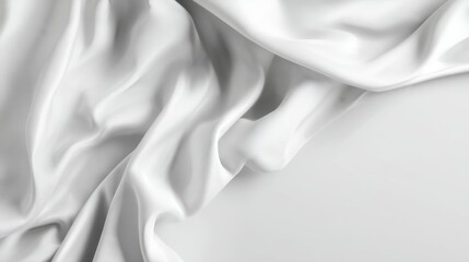 Smooth and Silky White Fabric Folds on a Bright Minimal Background